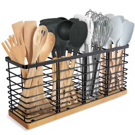 Suli extra-large utensil holder with four compartments keeps tools organized on the counter.
