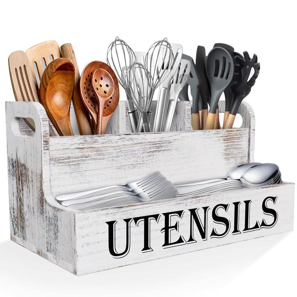 Suli extra-large four-compartment holder on counter for organized utensils