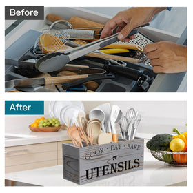 Suli farmhouse decor utensil holder fits rustic kitchen Countertop