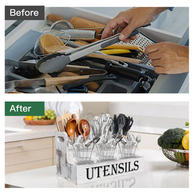 Suli farmhouse display for versatile storage of spatulas and bottles