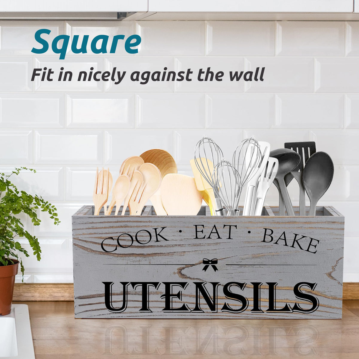 Suli rectangular wooden organizer sits against wall to save space