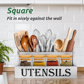 Suli wooden utensil holder adds rustic charm and practicality