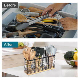 Suli movable partitions adapt storage for large ladles and spatulas.
