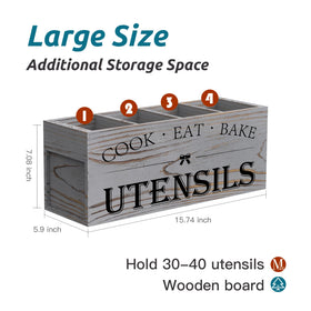Suli wooden utensil organizer on countertop in grey grain for easy access
