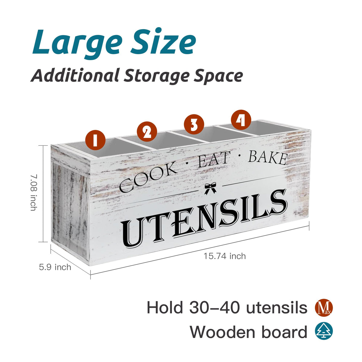 Suli wooden utensil organizer on kitchen counter for easy access