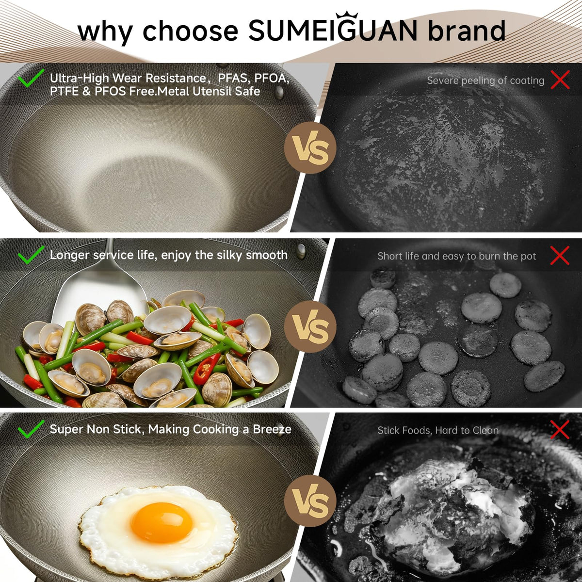 SUMEIGUAN cool-touch handle ensures safe, comfortable lifting during busy dinners.