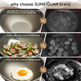 SUMEIGUAN cool-touch handle ensures safe, comfortable lifting during busy dinners.