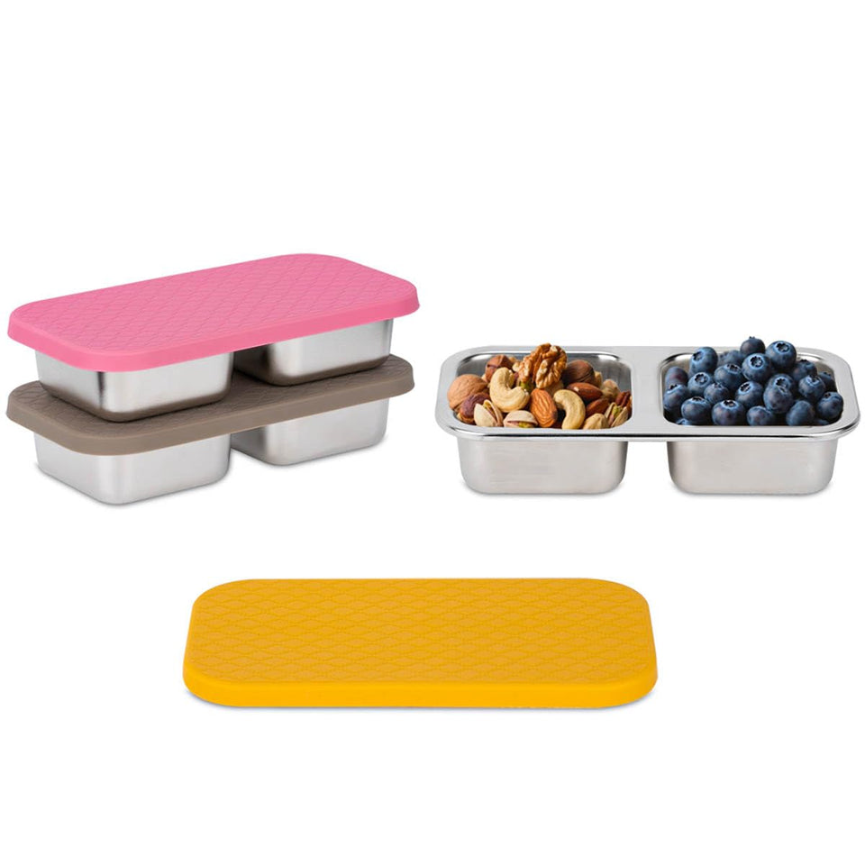 SUMERX 3-pack stainless steel snack containers in a bag for on-the-go snacking