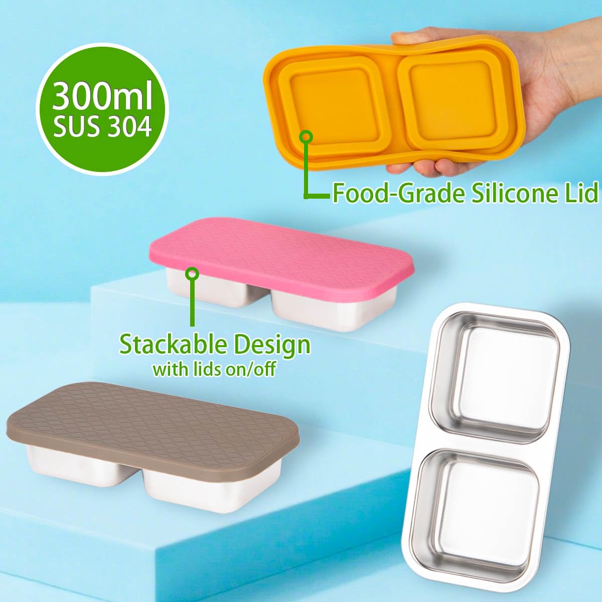 SUMERX compact snack box measures 6.5 in long, 3.2 in wide, 1.4 in tall