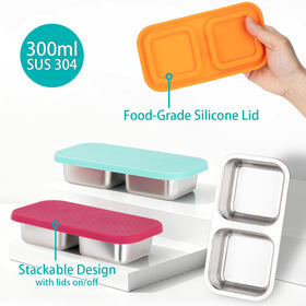 SUMERX double-compartment leakproof snack box keeps foods separate during travel.