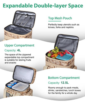 SumeStar dual compartment design inside keeps hot and cold items organized.