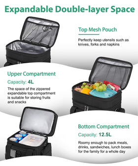 SumeStar Lunch Box expandable top demonstrates extra height for larger portions.