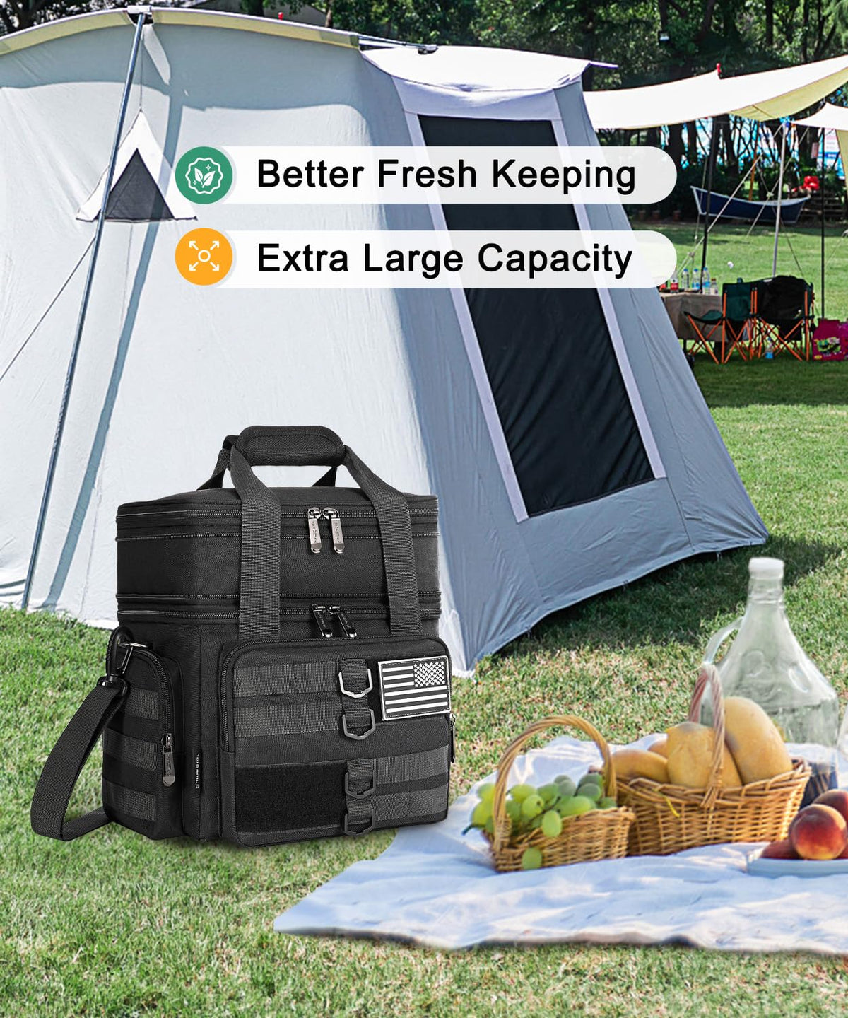 SumeStar Tactical Lunch Box dual compartments shown for separating hot and cold items.