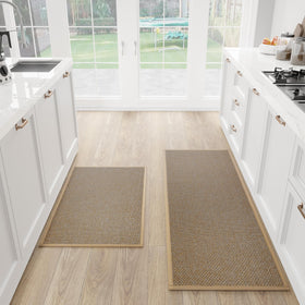 SUMLANS kitchen mat with absorbent surface catches spills and guards floors.