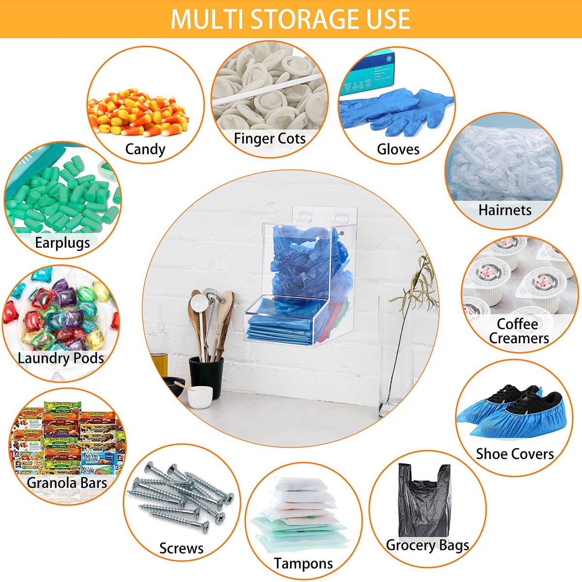 Sumnacon acrylic laundry pods dispenser with lid keeps pods clean.