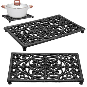 Sumnacon rectangle cast iron trivet protects countertops from heat