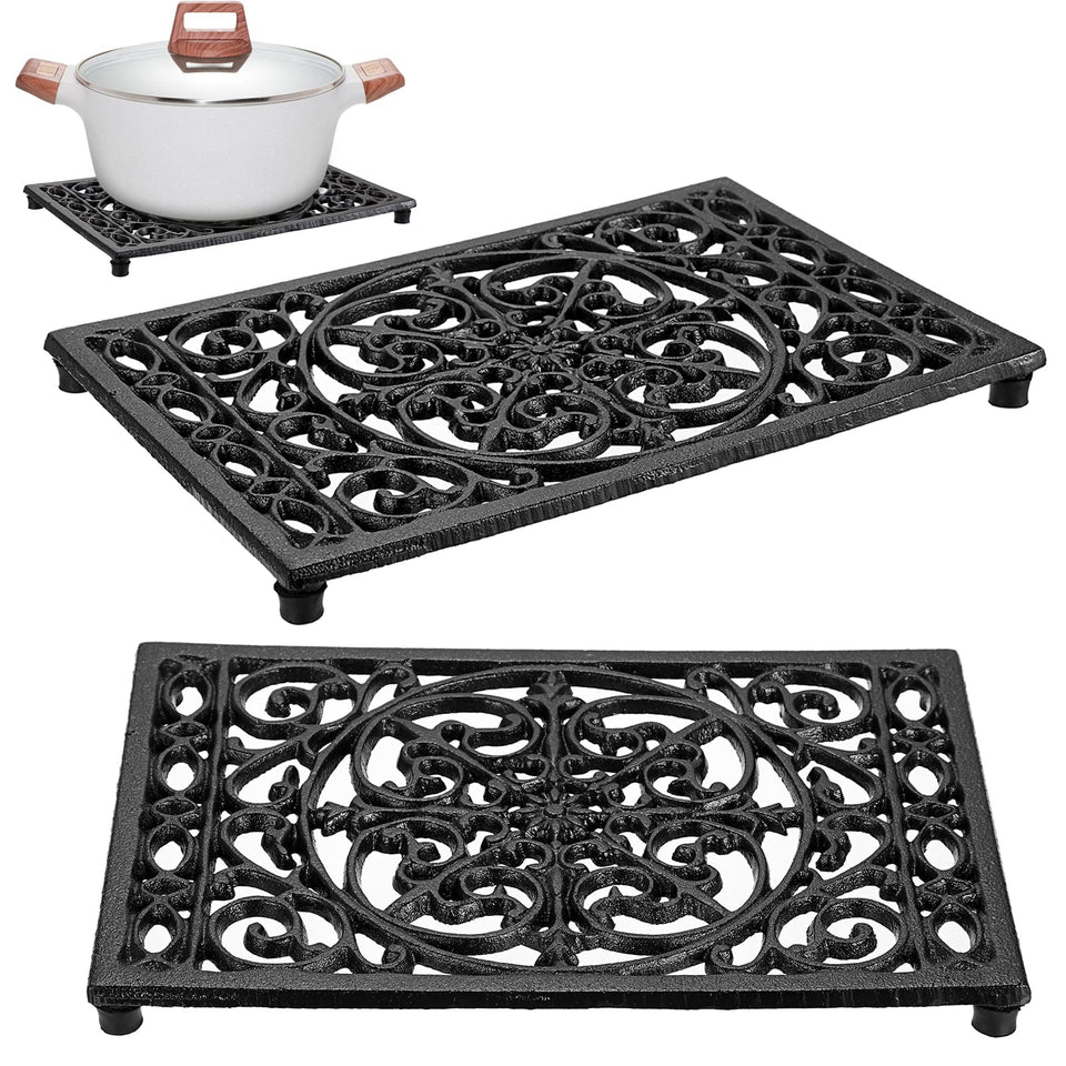Sumnacon rectangle cast iron trivet protects countertops from heat