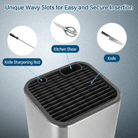 Sumteene Universal Knife Block interior highlighting vertical slots for safe blade access