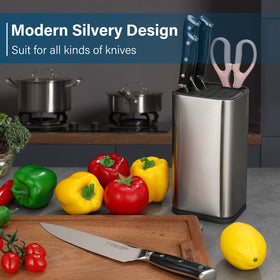 Sumteene Universal Knife Block includes slots for sharpening rod and scissors