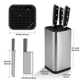Sumteene Universal Knife Block side view shows durable stainless steel design for easy cleaning