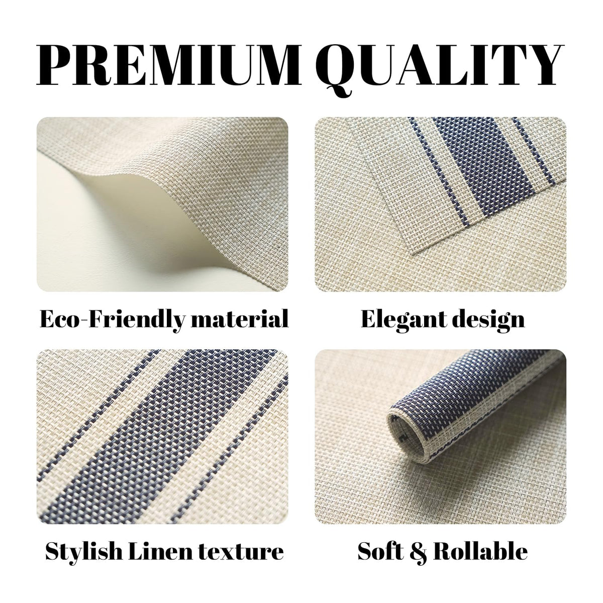 SUMYMERY placemats with woven texture, wipeable surface for quick cleanup.