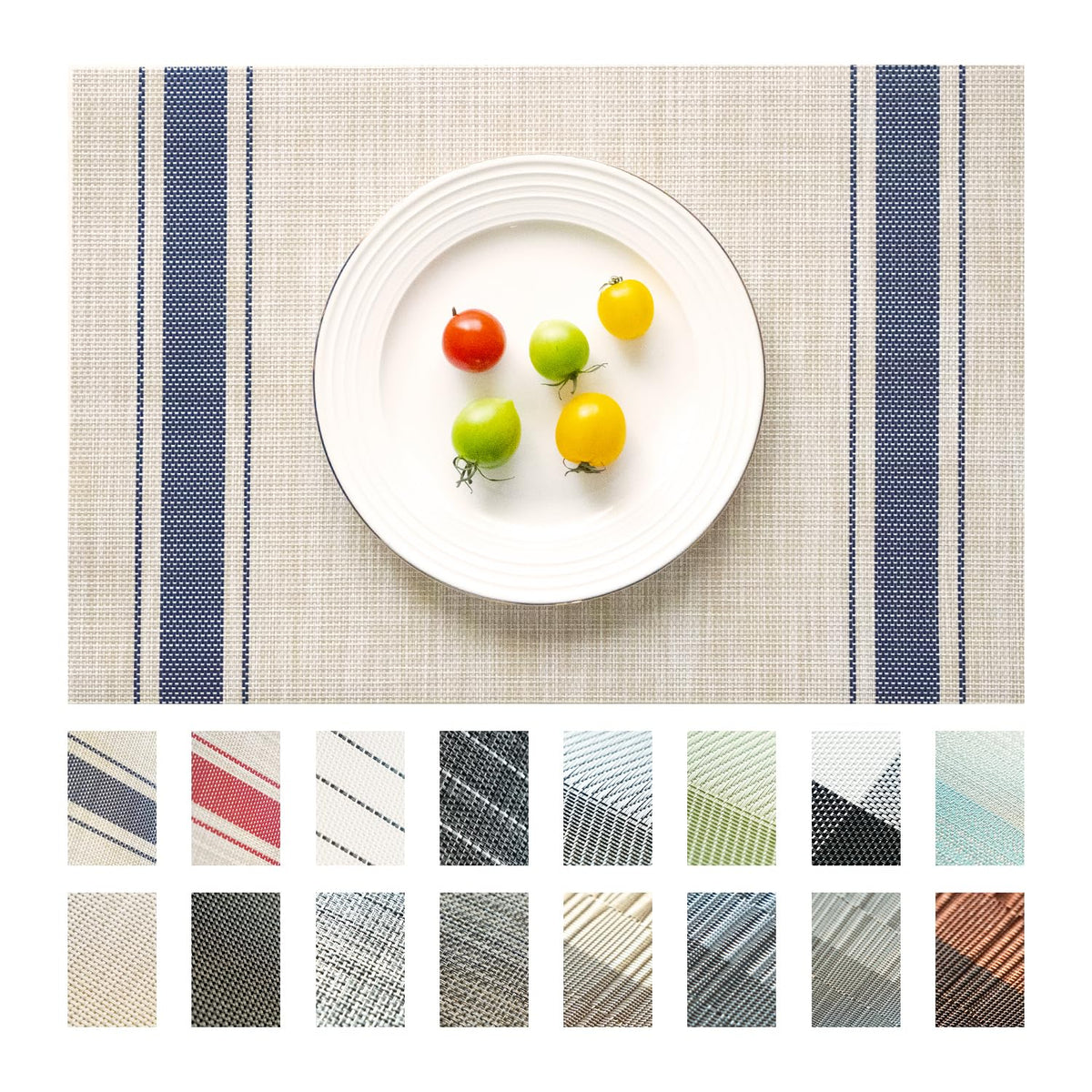 SUMYMERY placemats woven 6-pack in khaki blue, suitable for everyday dining.