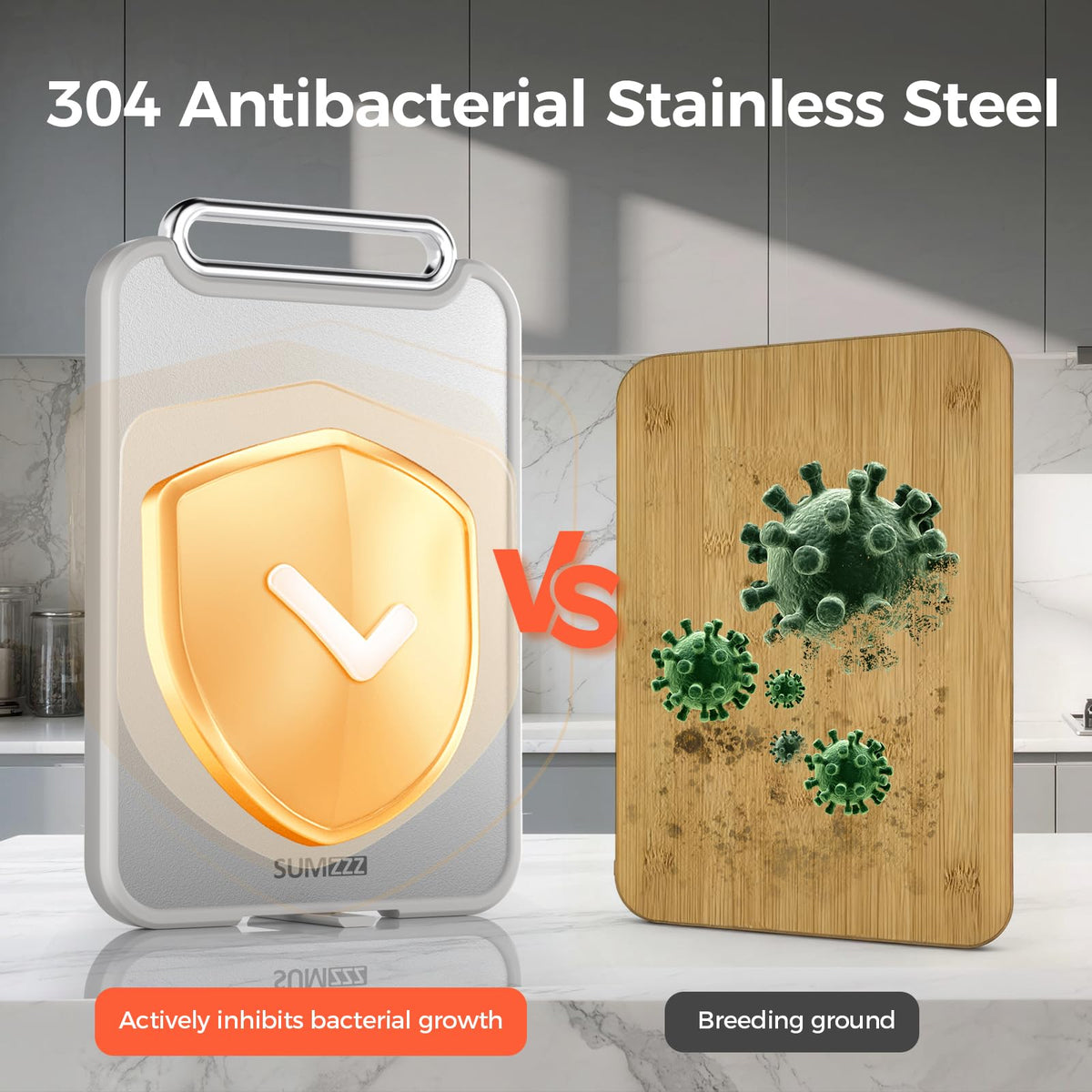 Sumzzz built-in juice tank on the cutting board demonstrates mess-free juice collection.