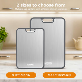 Sumzzz cutting board easy clean surface resists sticking after use.