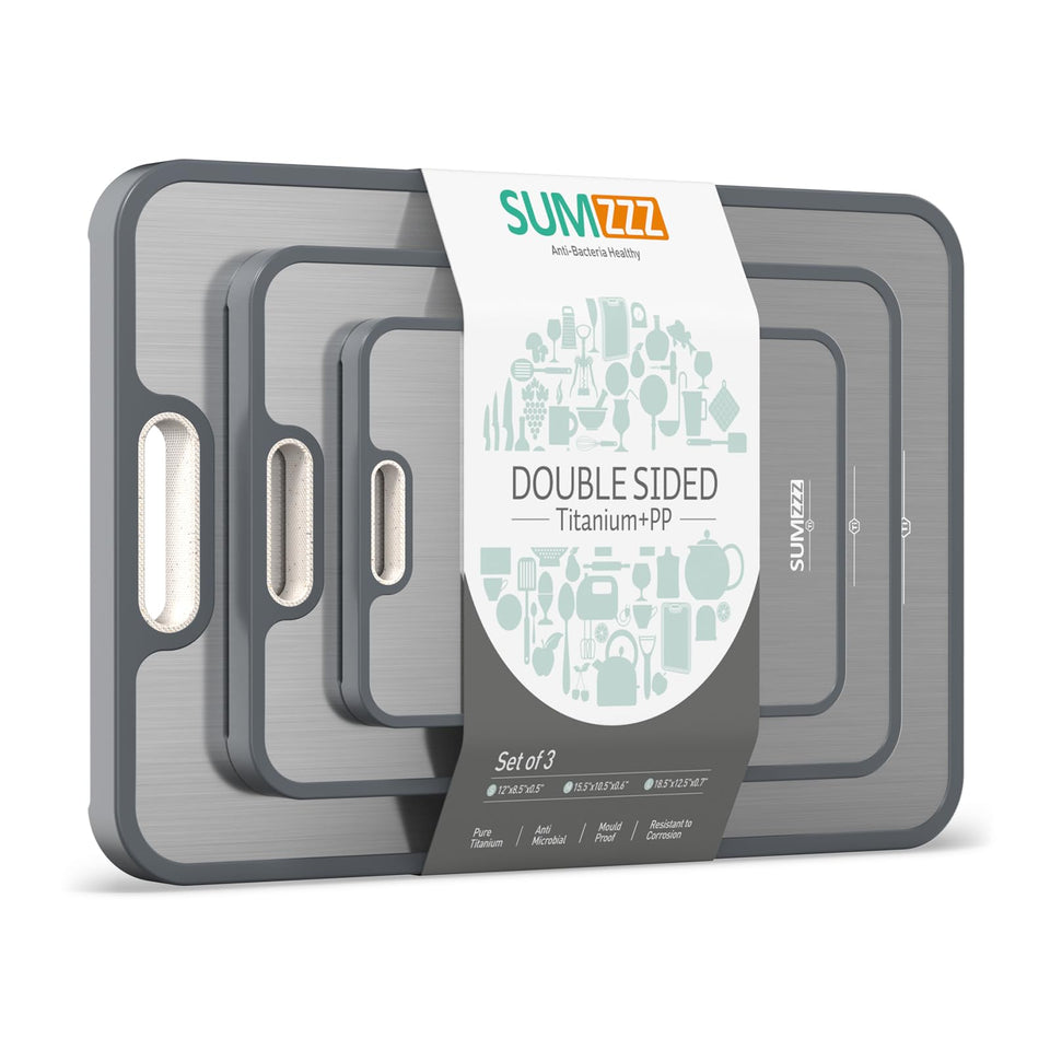 Sumzzz titanium cutting board double-sided setup for versatile prep