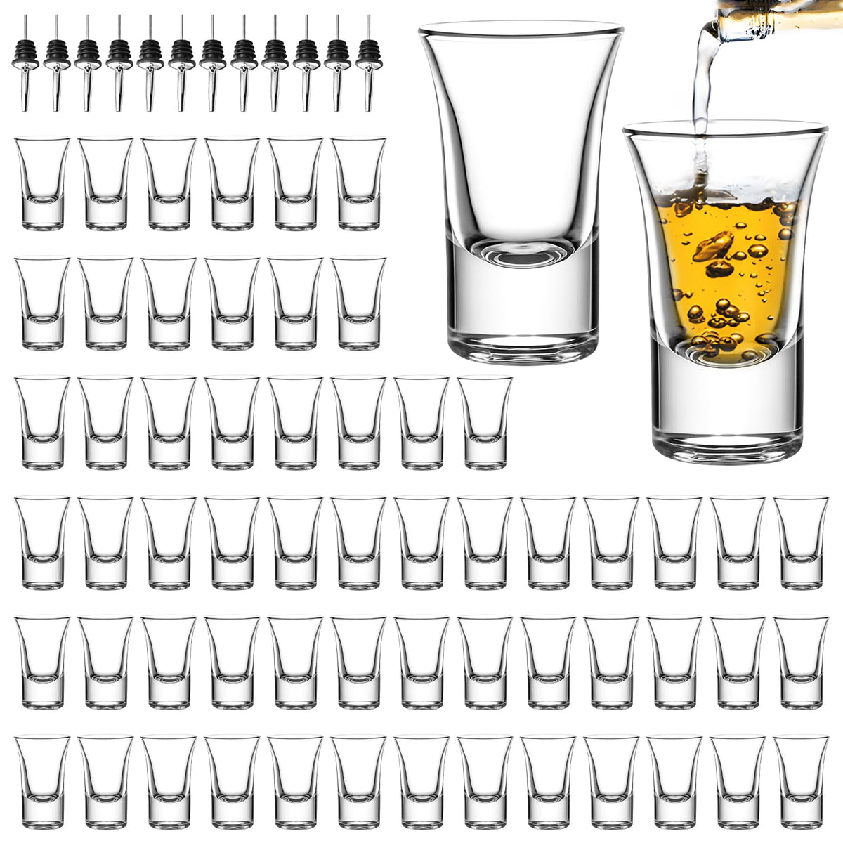 SUN GKOTTA 60-pack shot glasses in clear glass for polished bar appearances