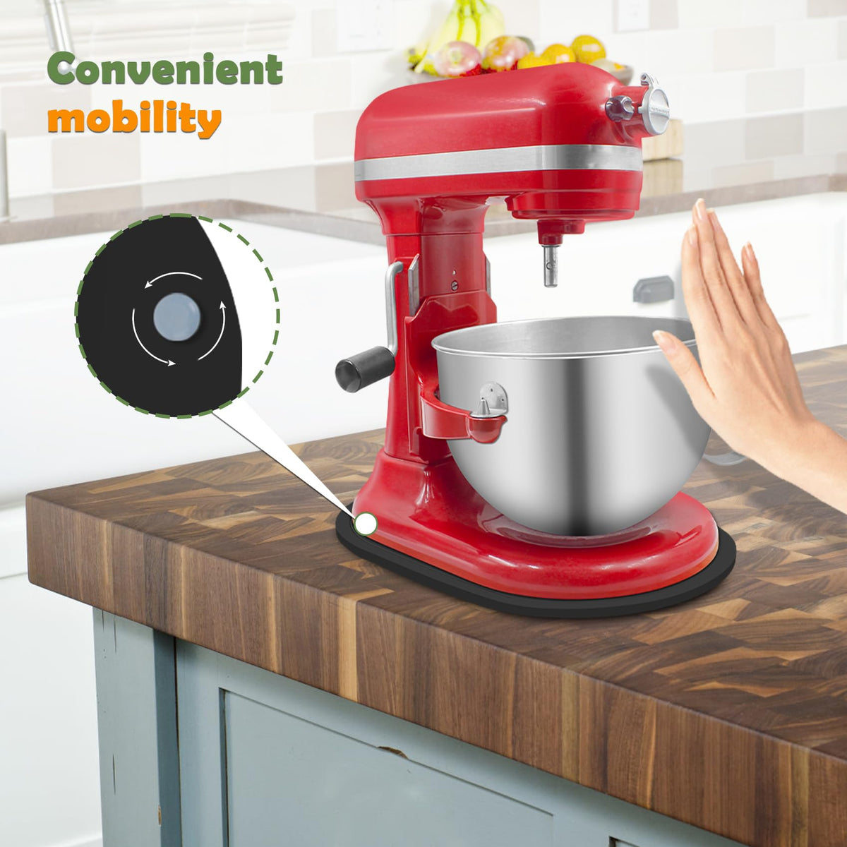 Sun3drucker bamboo mixer slider protective mat keeps countertop safe.