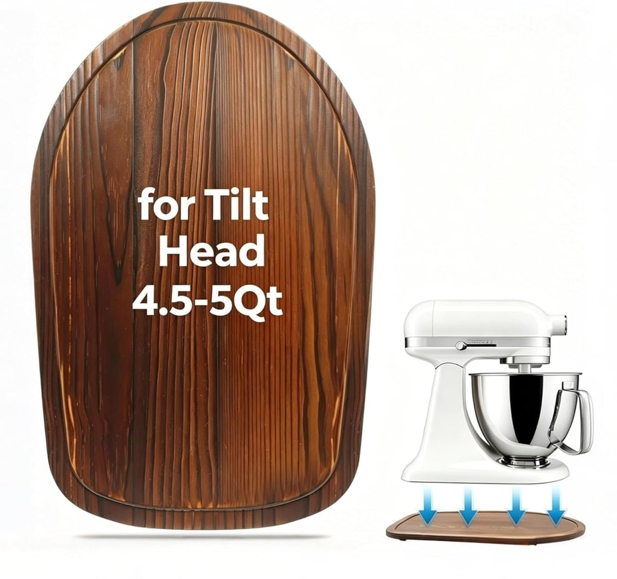 Sun3drucker bamboo slider for KitchenAid 4.5-5 Qt mixer, guiding movement on the counter