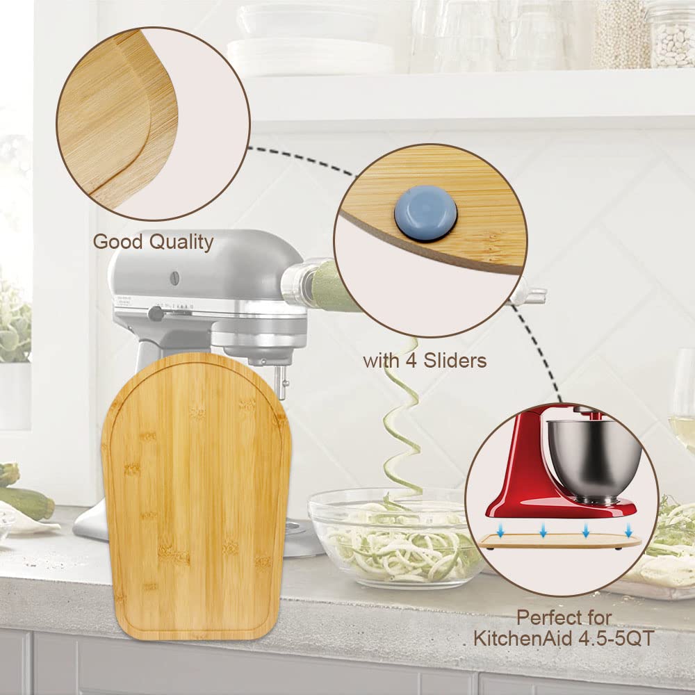 Under-mixer tray protects surfaces while sliding between tasks