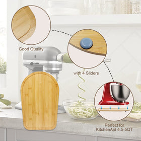 Under-mixer tray protects surfaces while sliding between tasks