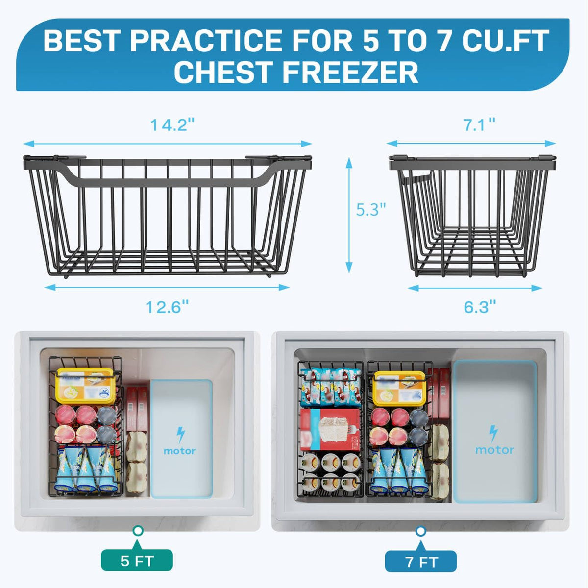 SUNALLY chest freezer storage bins with clear visibility for speedy item retrieval