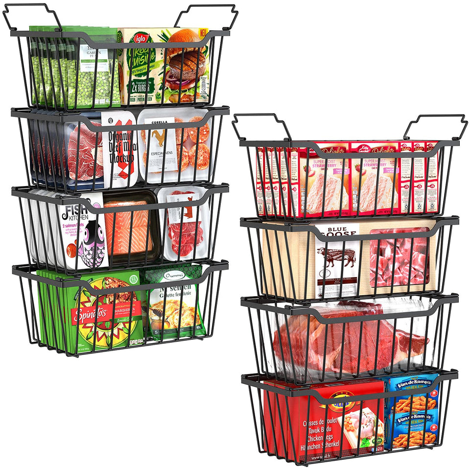 SUNALLY freezer bins demonstrate stackable design for organized deep freezer storage