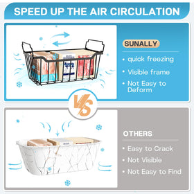 SUNALLY freezer organizer in use showing organized meals and easy retrieval