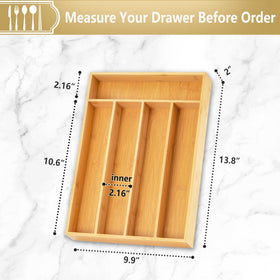 SUNBREATH bamboo drawer organizer showcasing sturdy construction and non-slip feet.