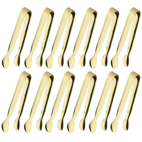 Sunenlyst mini sugar tongs in gold for easy sugar cube serving.