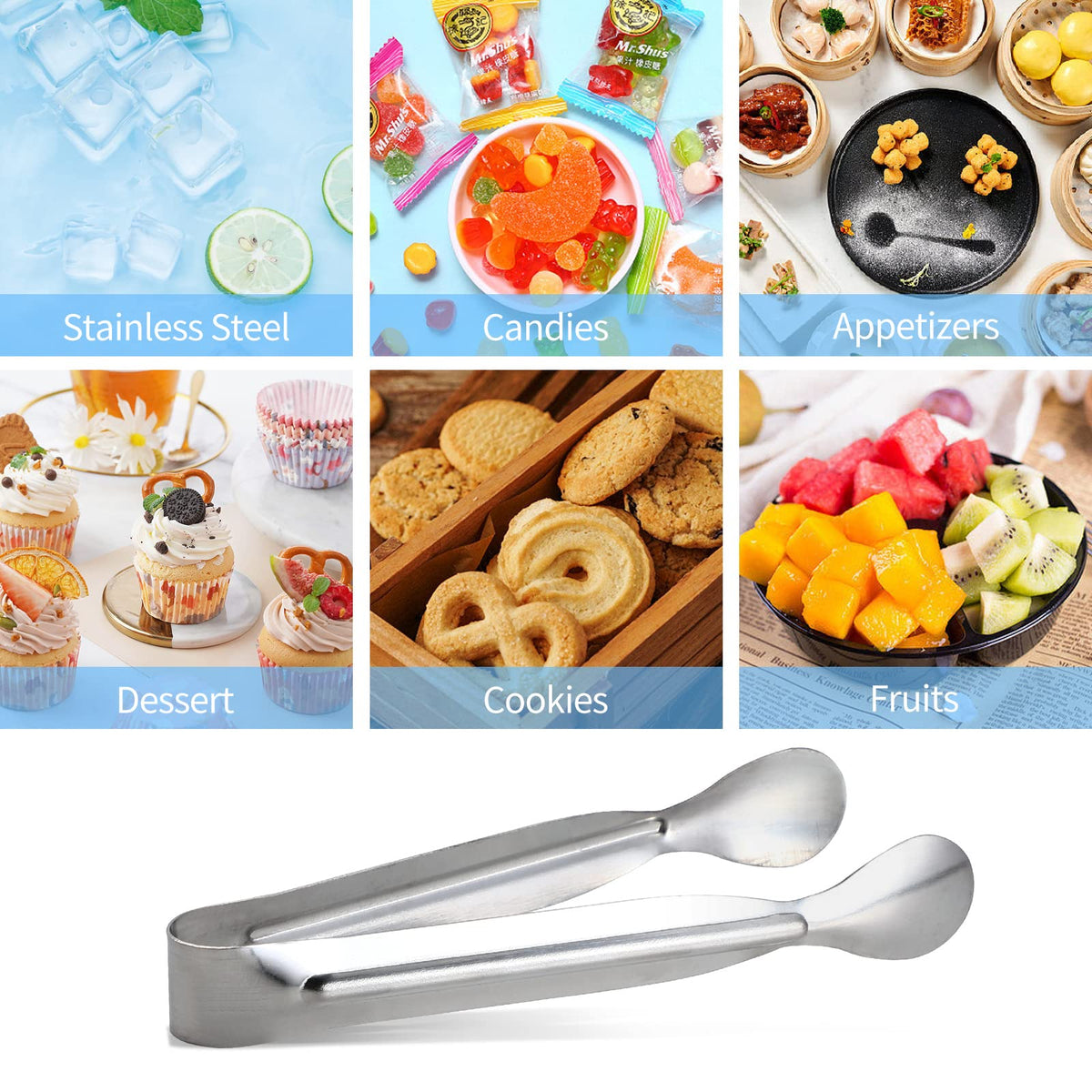 Sunenlyst mini tongs pick up marshmallows smoothly at dessert tables