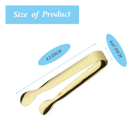 Sunenlyst stainless steel tongs with gold finish for appetizers and desserts.