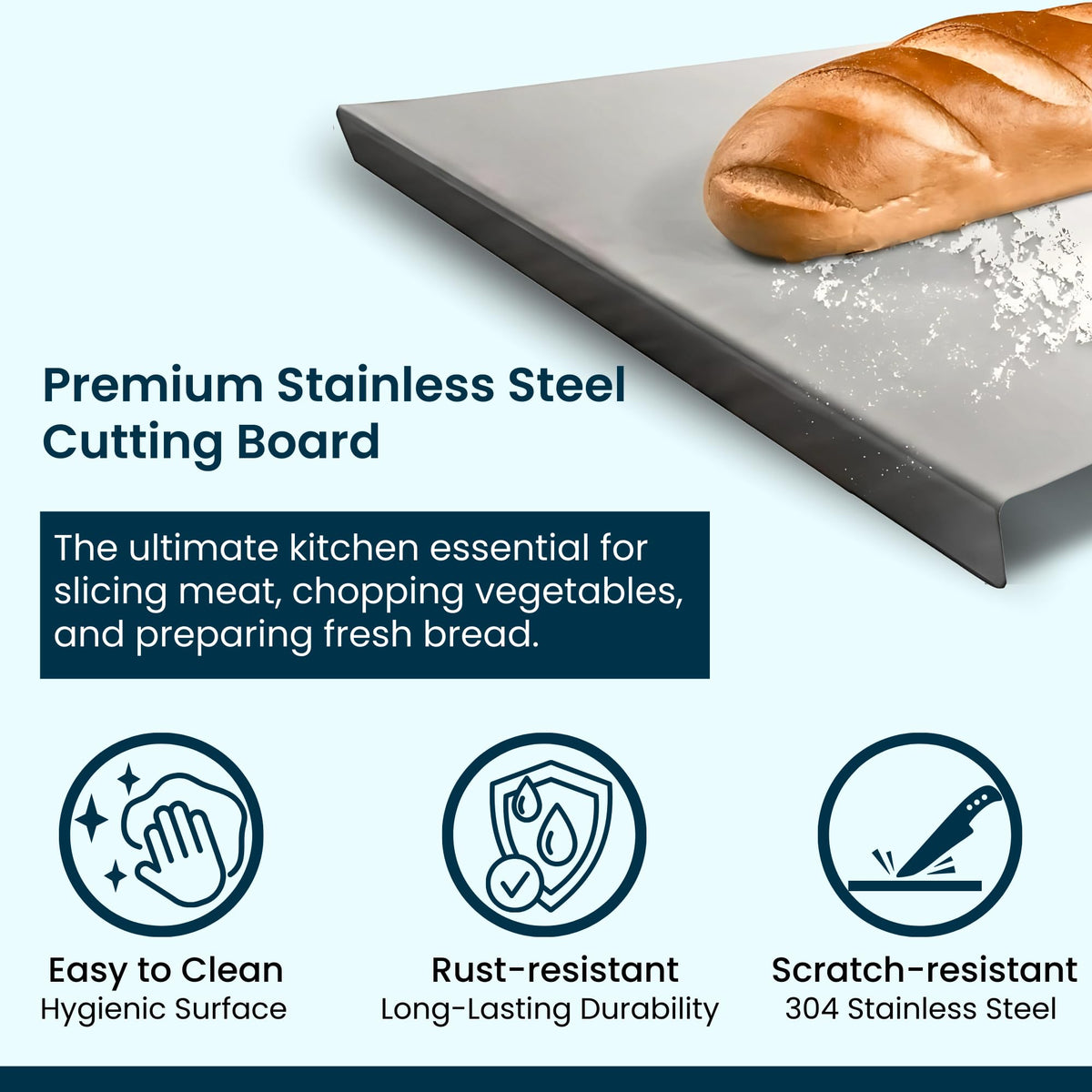 Suneville cutting board with large 30x40 cm surface for efficient meal prep.