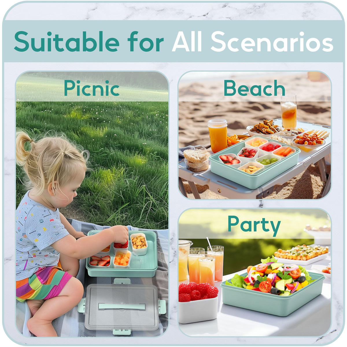 Sunhanny Snackle Box clear lids let you see contents at a glance.