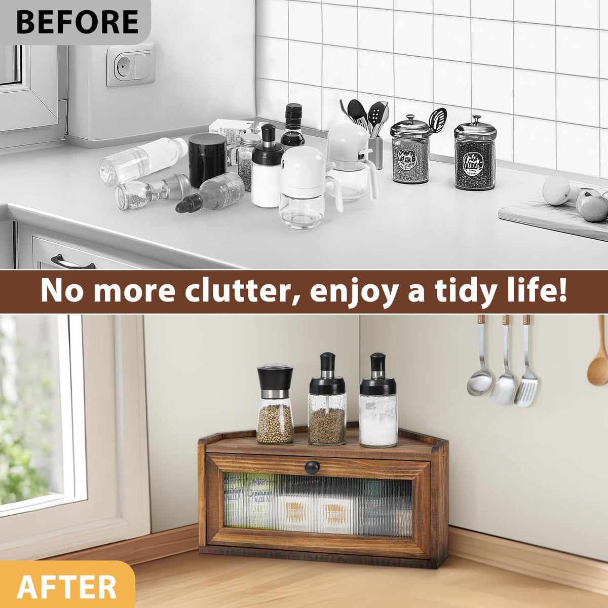 Sunhoo bread box translucent window for quick content view.