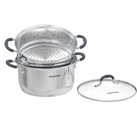 Sunhouse 3.1-quart steamer pot with lid offers compact, versatile cooking for small families.