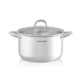Sunhouse 8-qt stock pot with lid for even heating and versatile cooking.