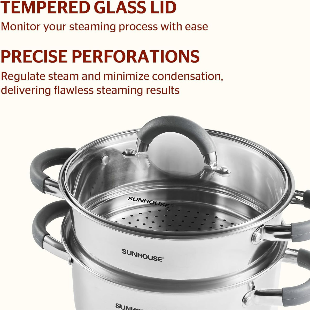 Sunhouse dishwasher-safe steamer pot for quick cleanup after meals