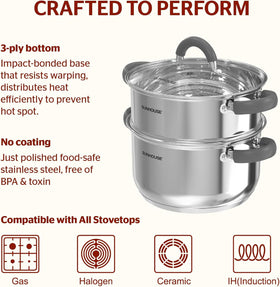 Sunhouse encapsulated tri-ply base for fast, even heat across all cooktops
