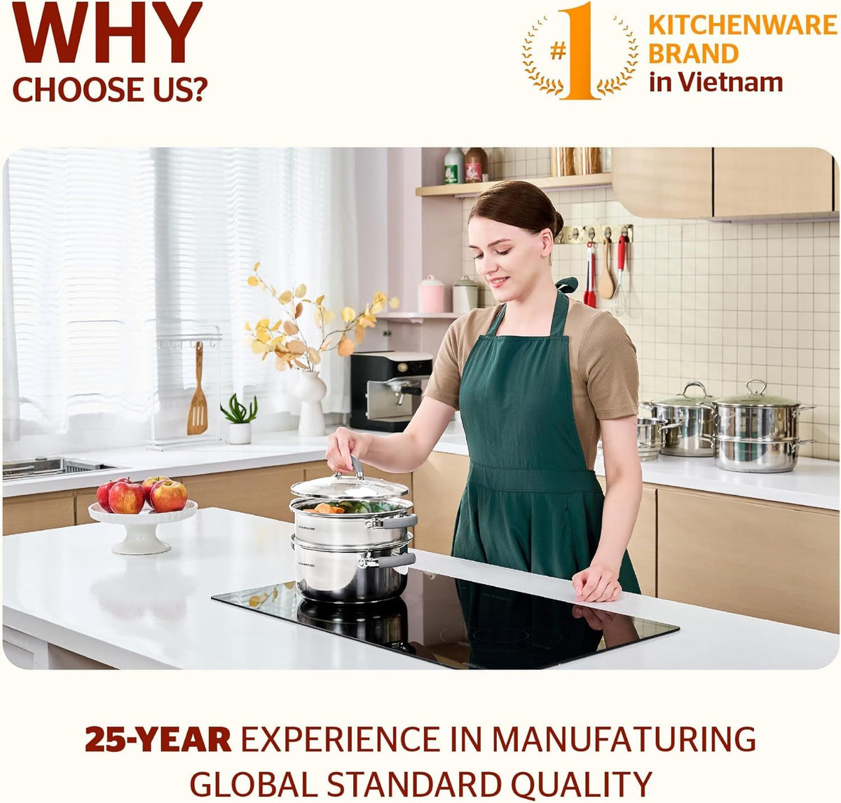 Sunhouse food-grade stainless steel design for toxin-free everyday cooking