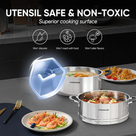 Sunhouse induction-compatible base works on gas, electric, ceramic, and induction.